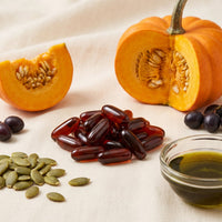 Pumpkin seed oil and saw palmetto softgels